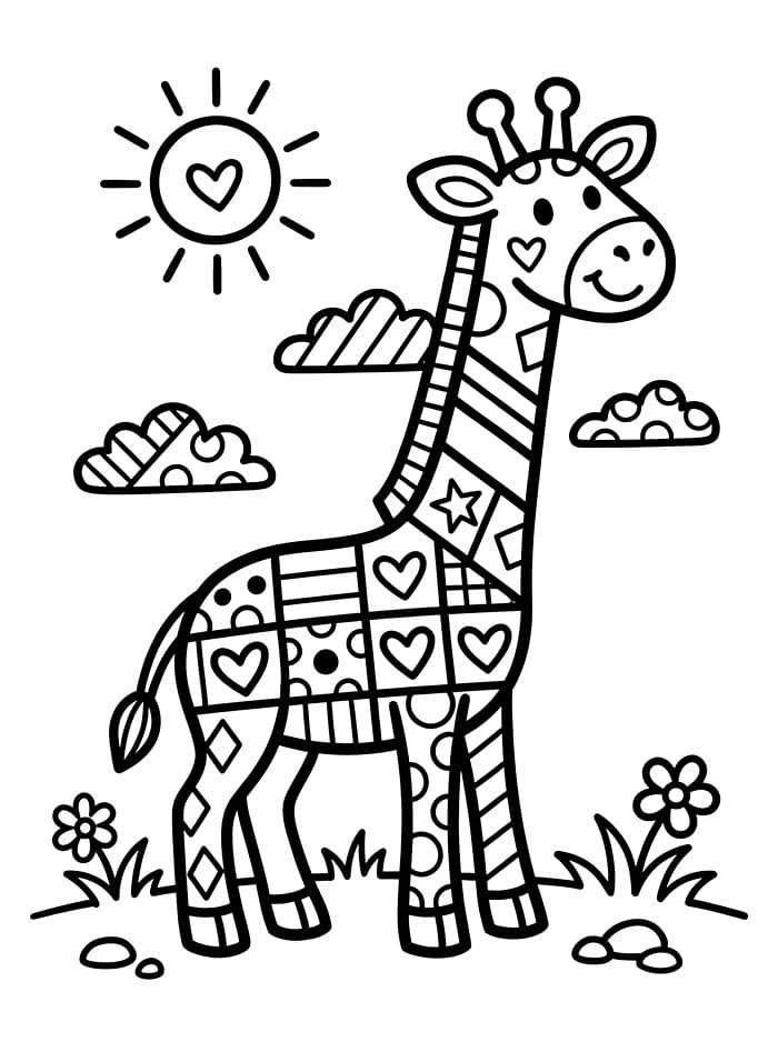 Giraffa in stile Romero Britto da colorare