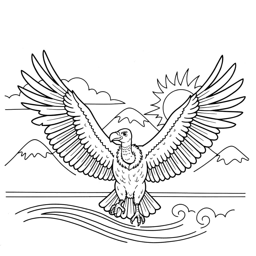 Gli avvoltoi si preparano a volare da colorare