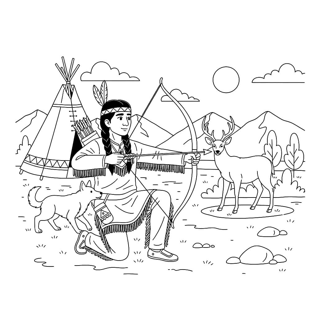 Gli indiani vanno a caccia da colorare