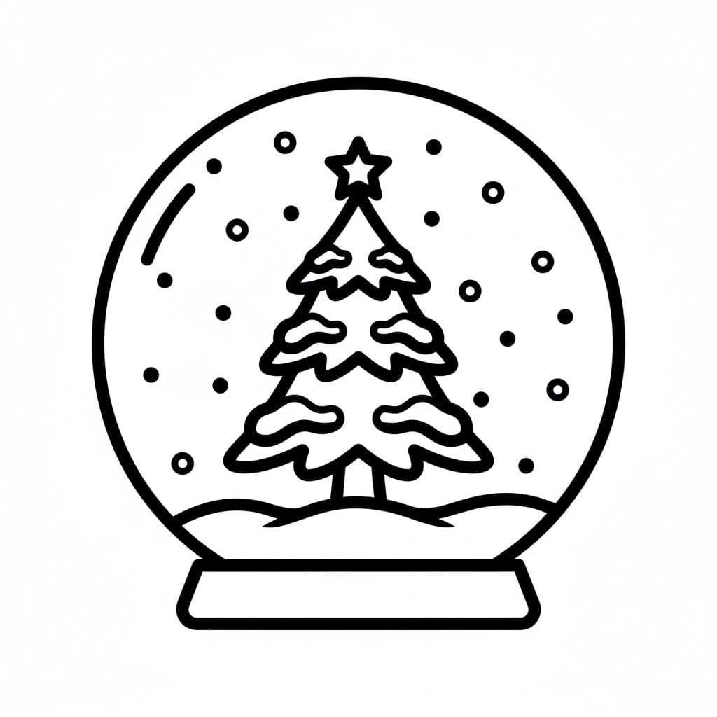Globo di neve a forma di albero di Natale da colorare