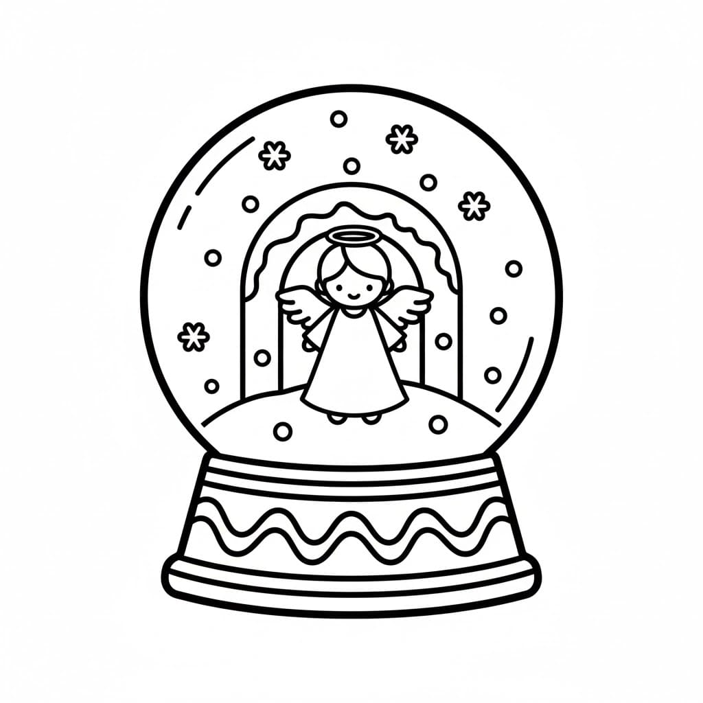 Globo di neve a forma di angelo da colorare