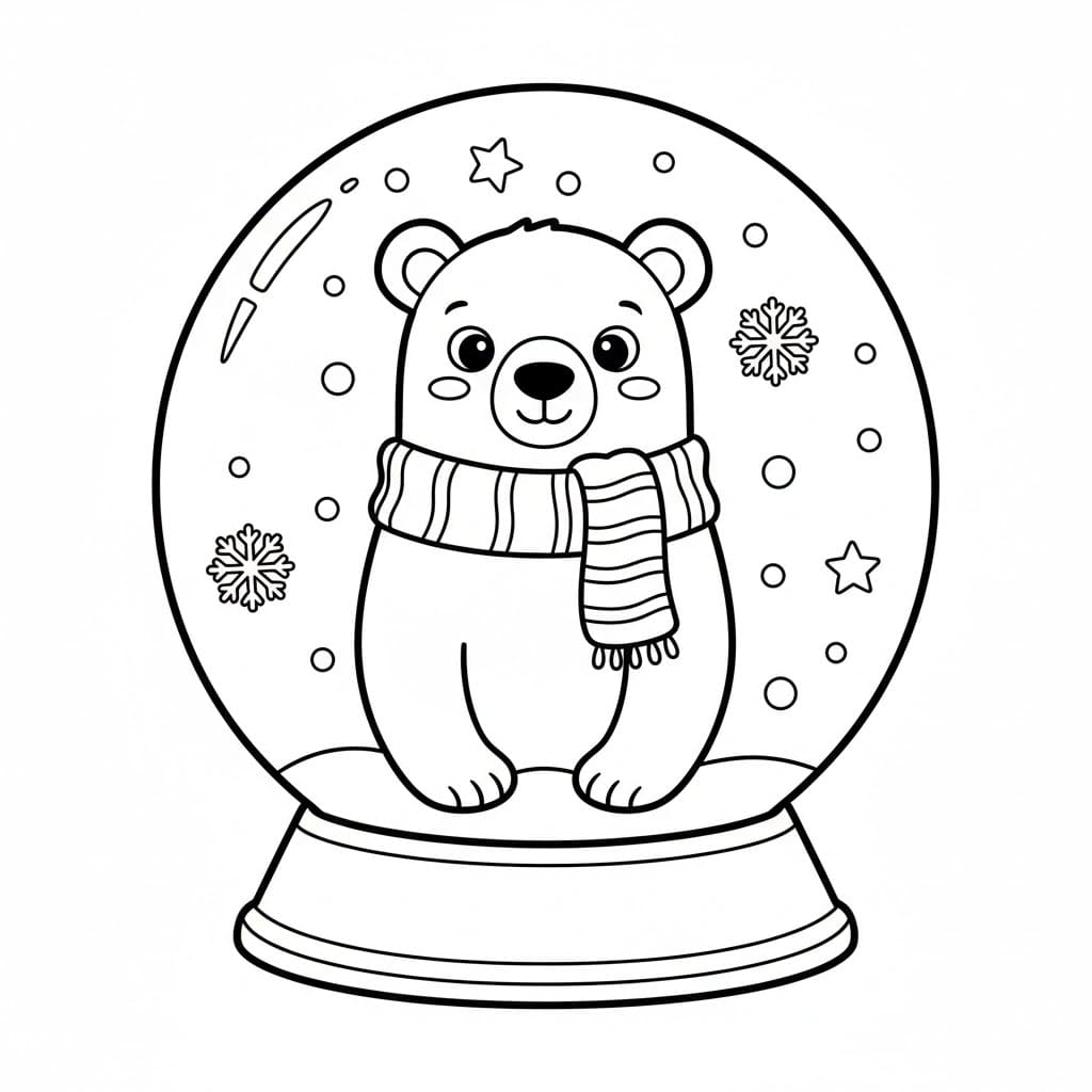 Globo di neve a forma di orso polare da colorare