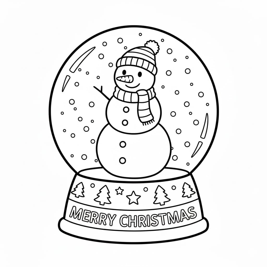 Globo di neve con pupazzo di neve da colorare