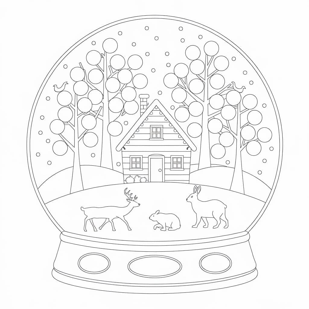 Globo di neve per bambini da colorare