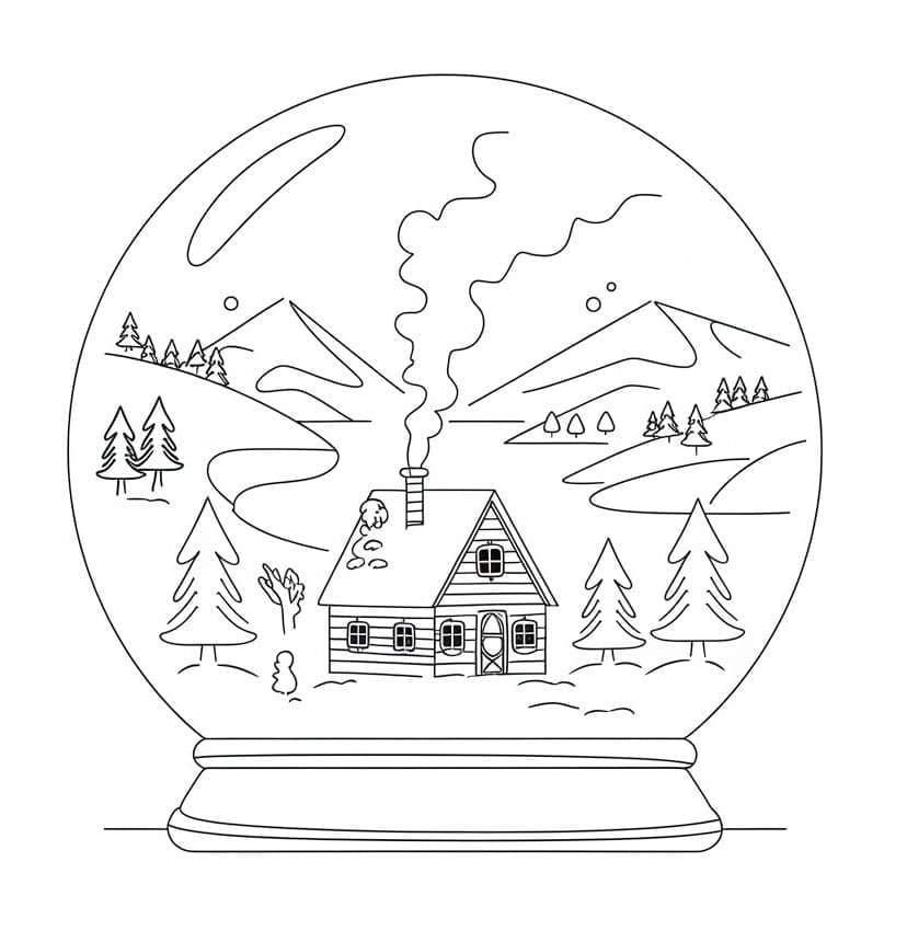 Globo di neve stampabile gratuitamente da colorare