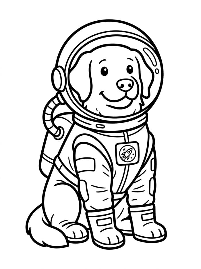 Golden Retriever astronauta da colorare