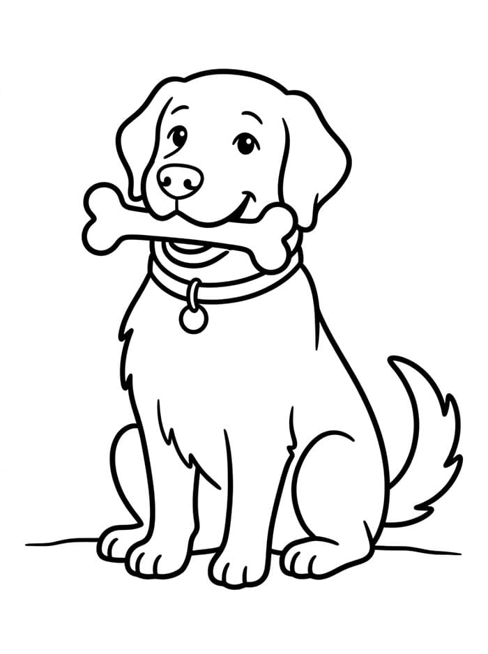 Golden Retriever con un osso da colorare