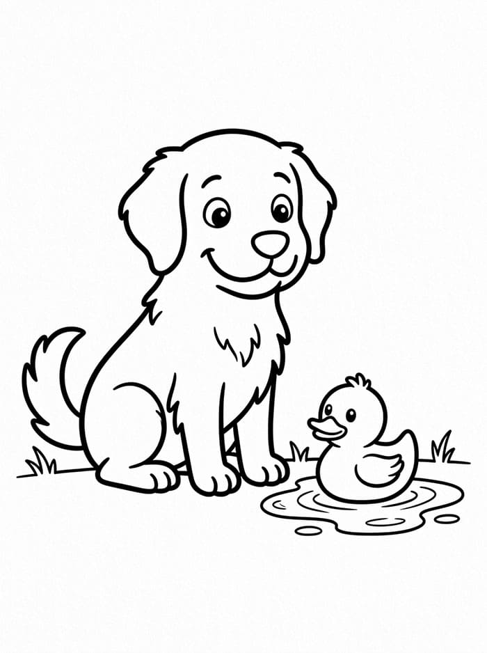 Golden Retriever e paperella di gomma da colorare
