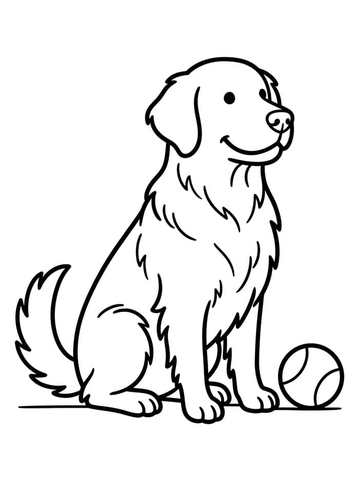 Golden Retriever e una palla da colorare
