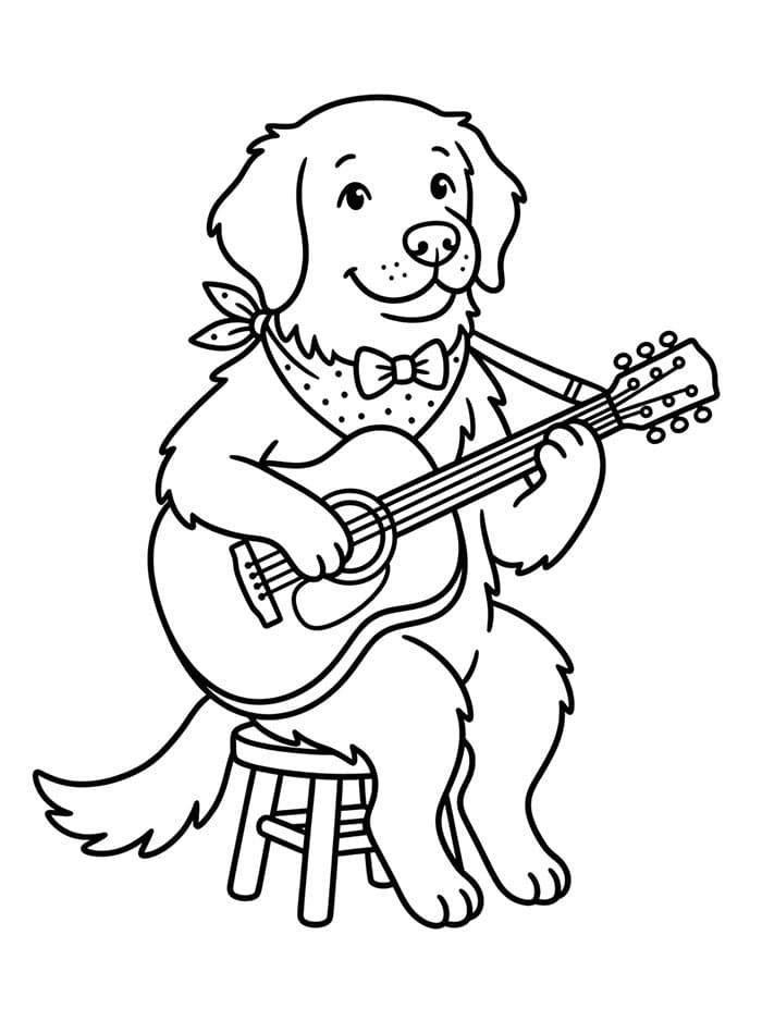 Golden Retriever musicista da colorare