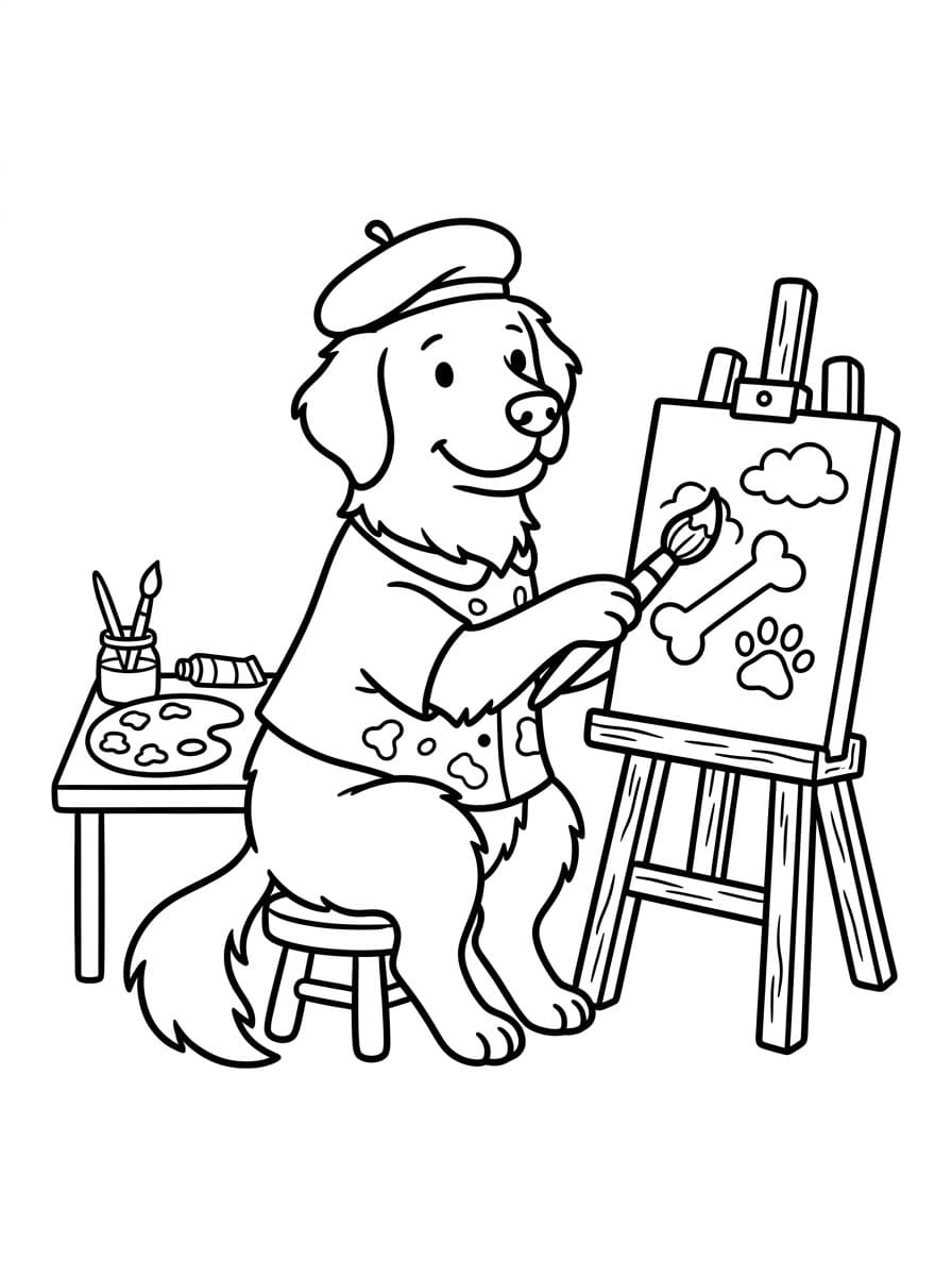 Golden Retriever pittore da colorare
