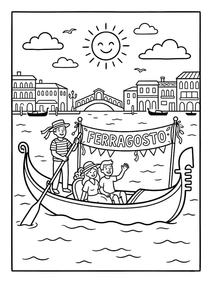 Gondola di Ferragosto da colorare