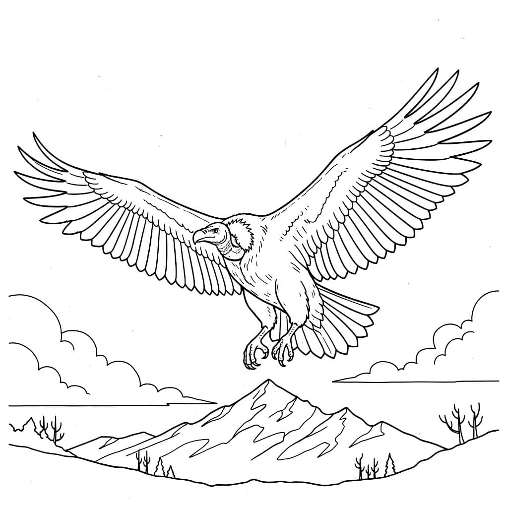 Grande avvoltoio in volo da colorare