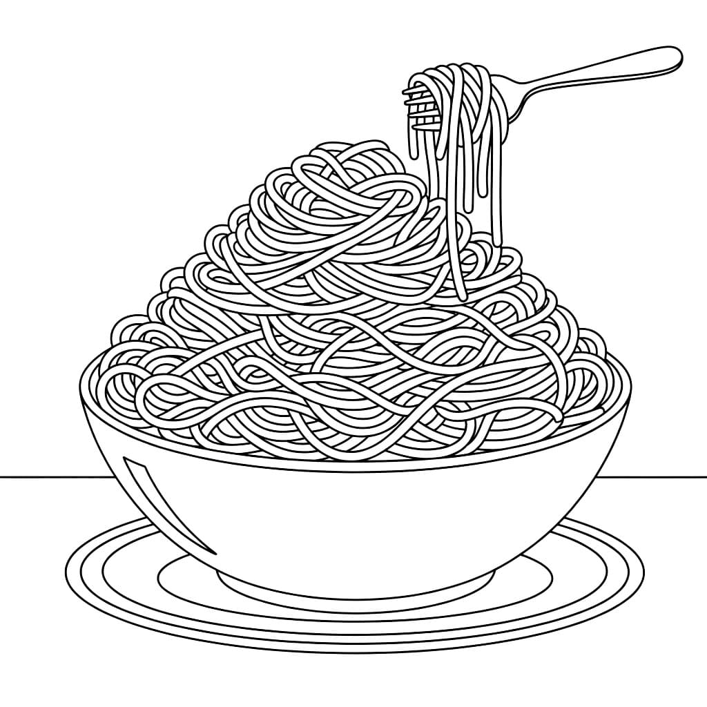 Grande ciotola di spaghetti da colorare