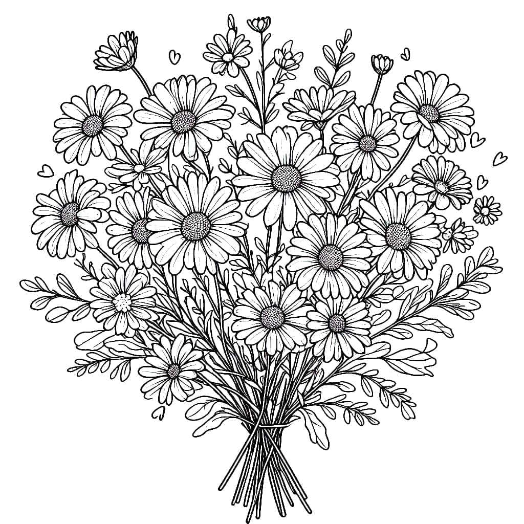 Grande mazzo di margherite da colorare