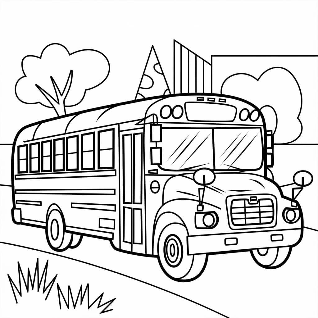 Grande scuolabus da colorare