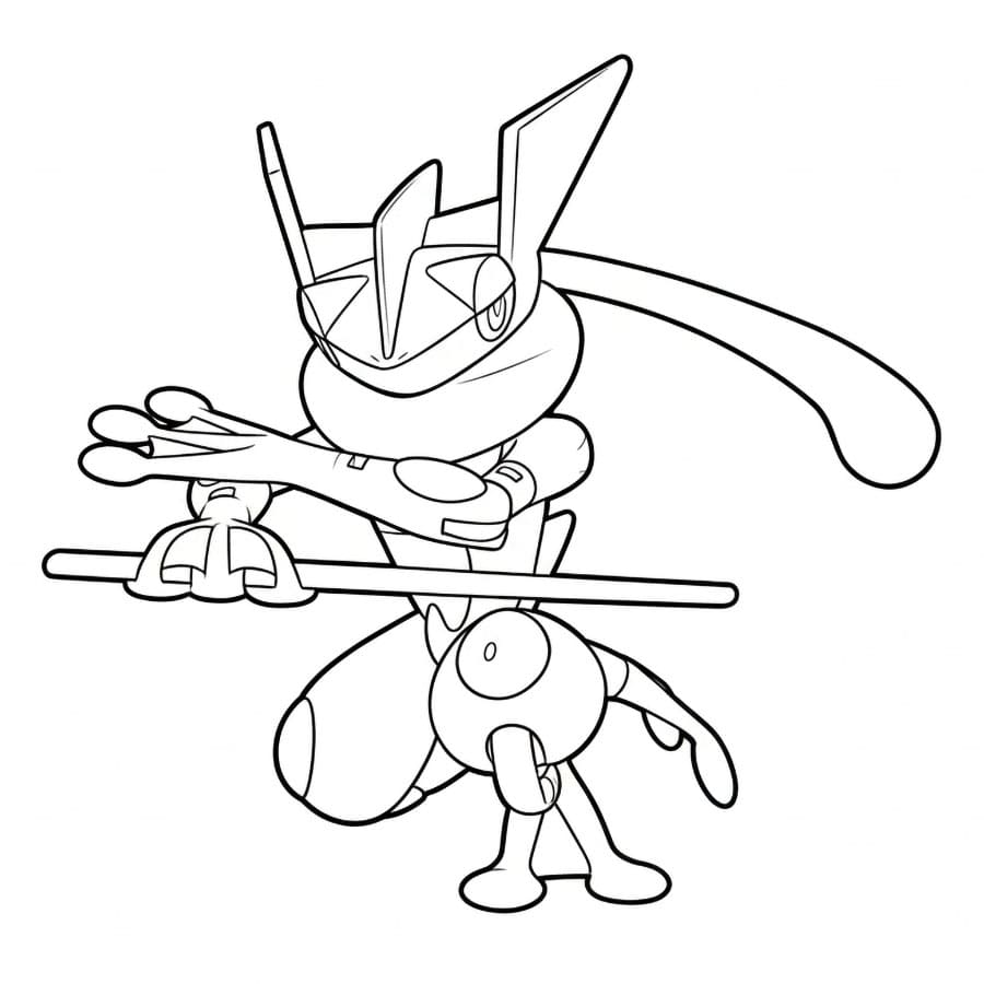 Greninja in difesa da colorare