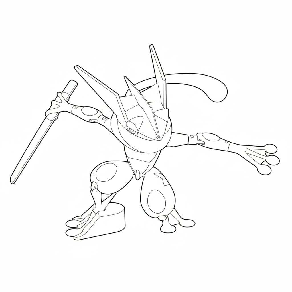 Greninja pronto da colorare