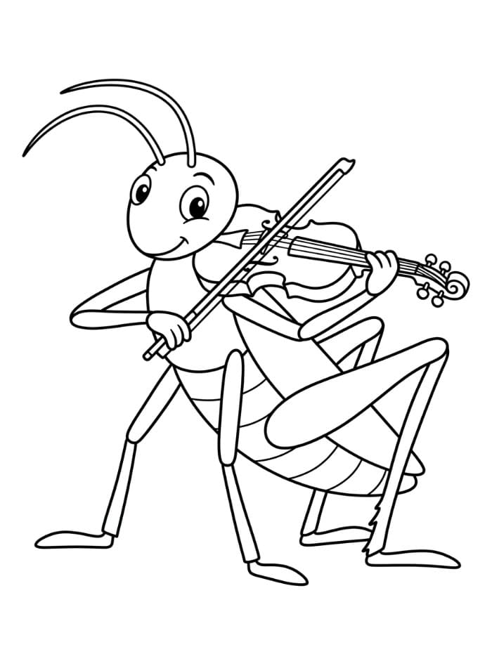 Grillo che suona il violino da colorare