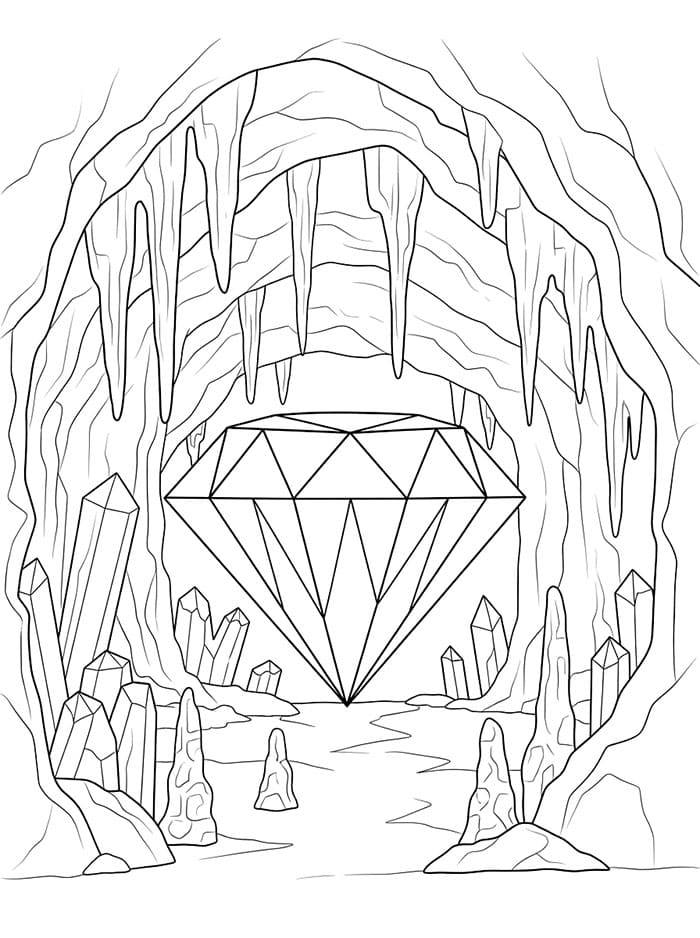 Grotta di diamanti da colorare