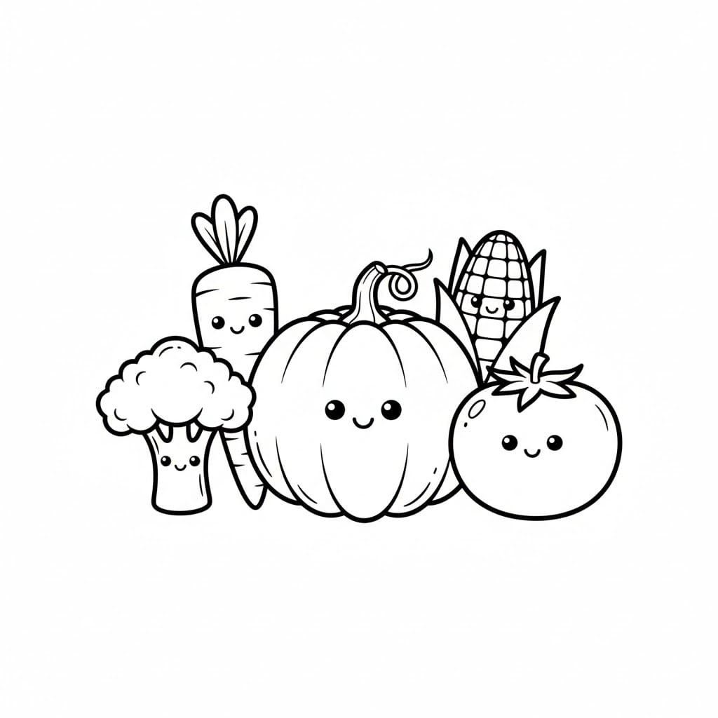 Gruppo di verdure da colorare