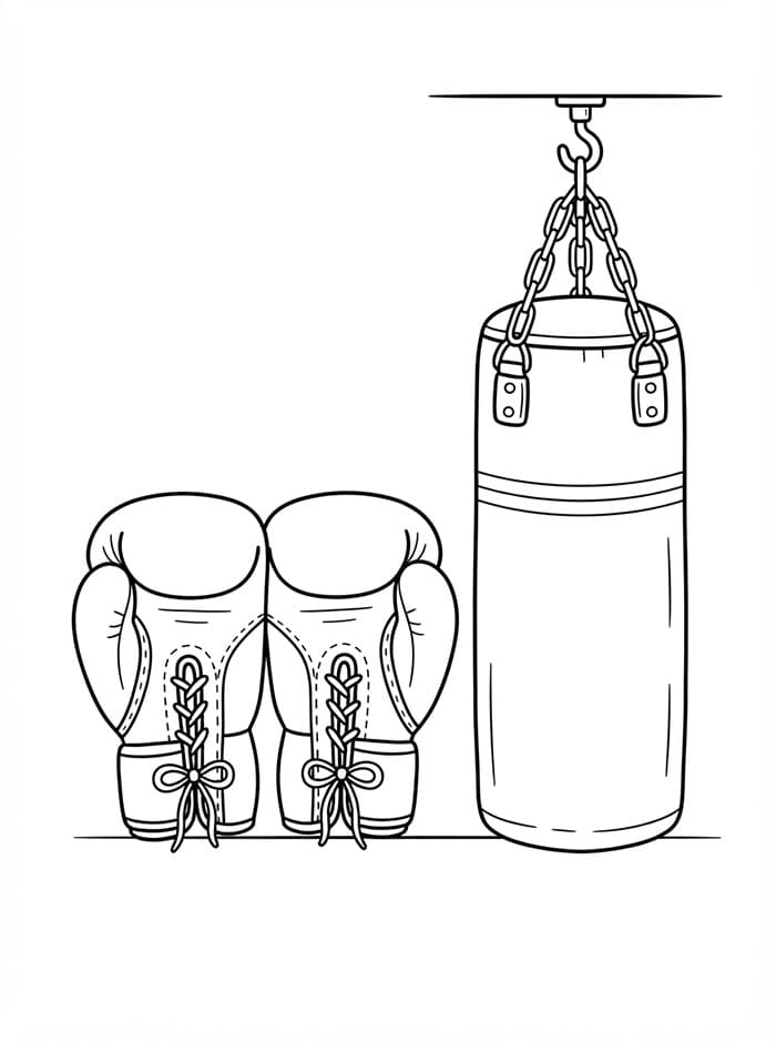 Guantoni e sacco da boxe da colorare