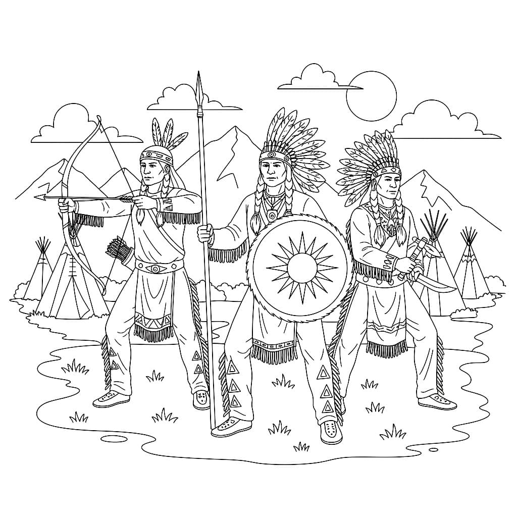 Guerrieri indiani da colorare