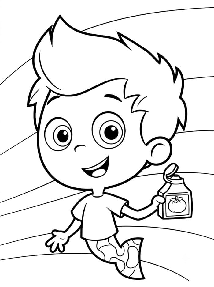 Guppy boy Gil con un drink da colorare