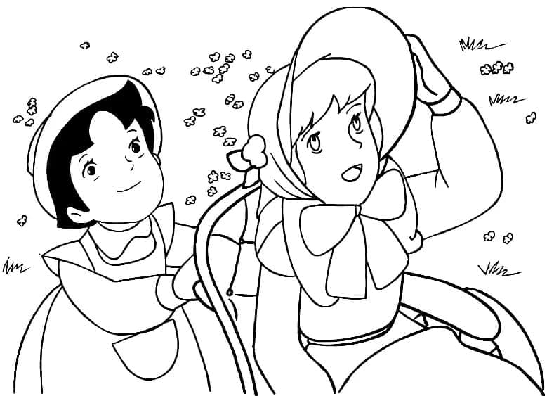 Heidi con Clara da colorare