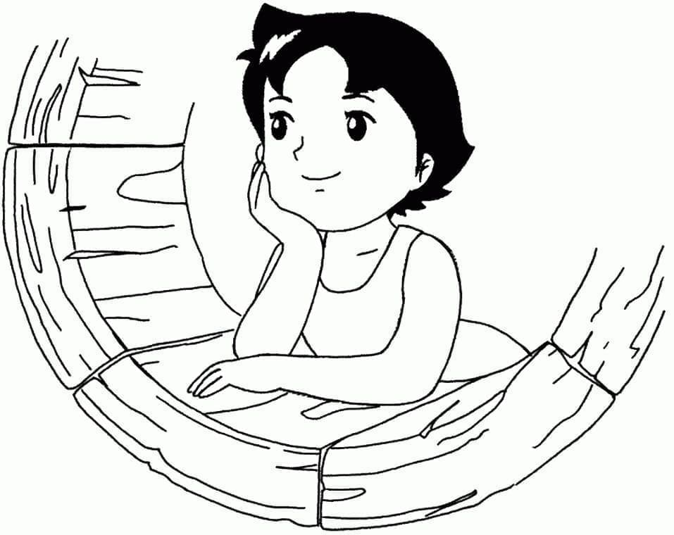 Heidi sorridente da colorare