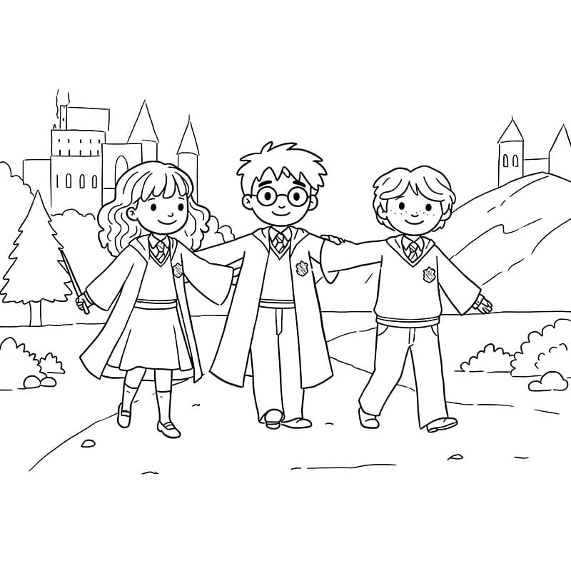 Hermione Granger che cammina da colorare