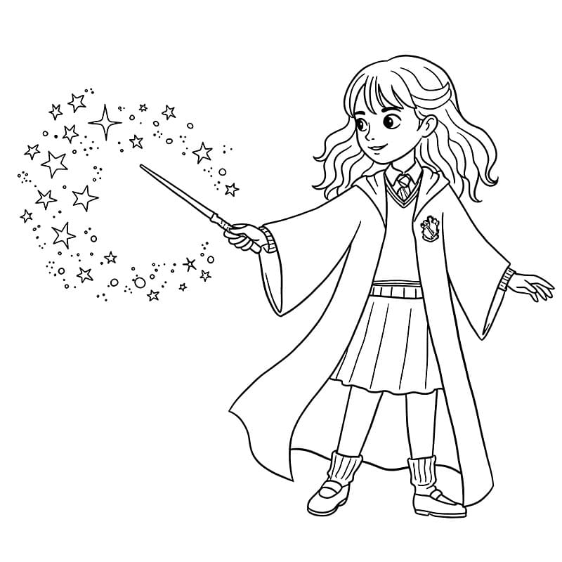 Hermione Granger che fa magie da colorare