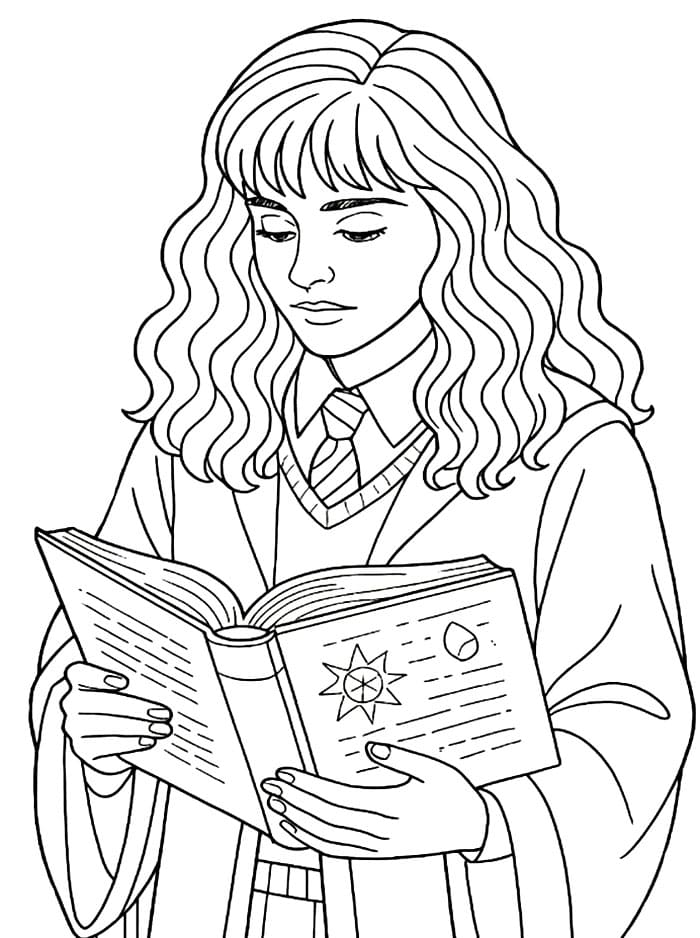 Hermione Granger che legge da colorare