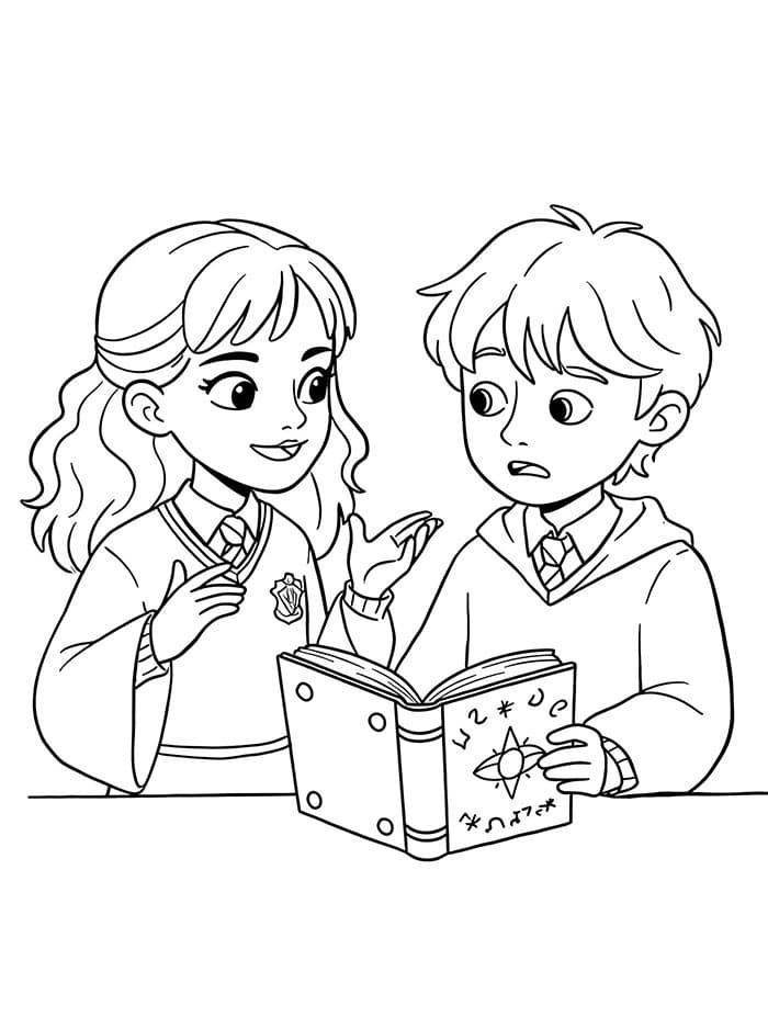 Hermione Granger che studia da colorare