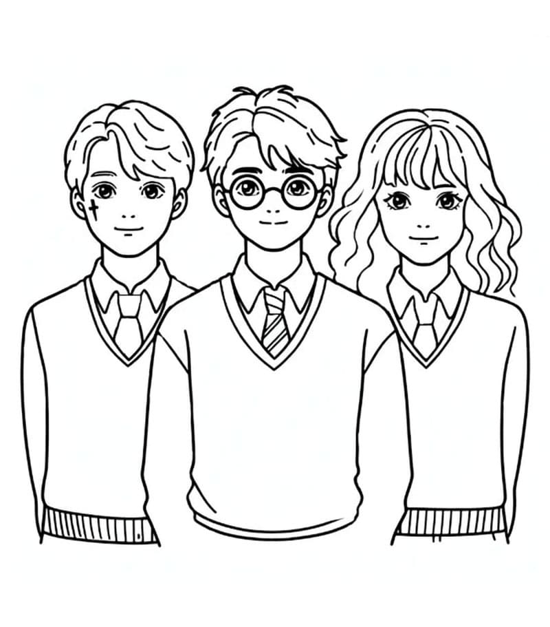 Hermione Granger con gli amici da colorare