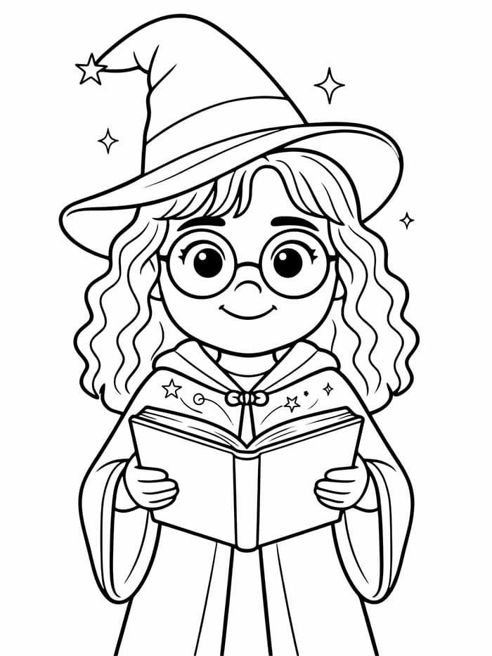 Hermione Granger con il cappello da colorare