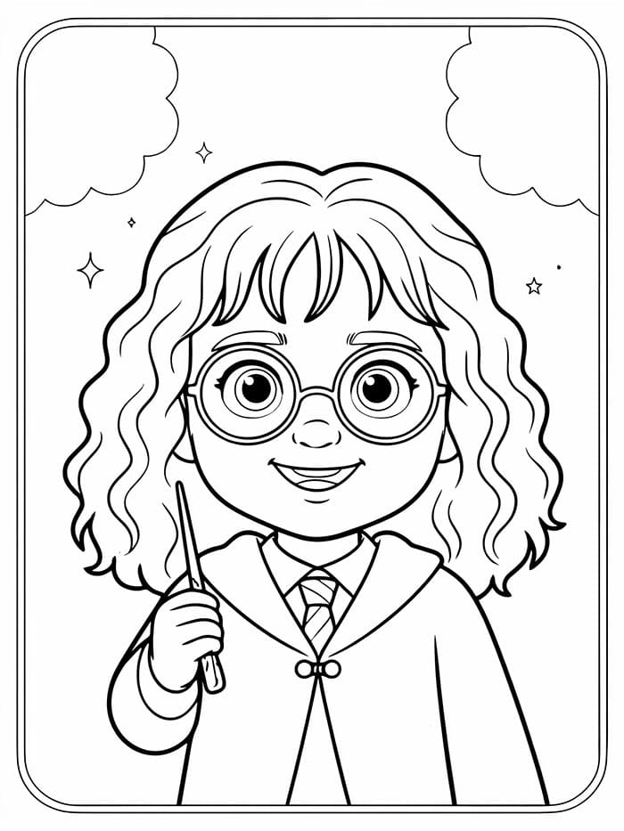 Hermione Granger con la bacchetta da colorare
