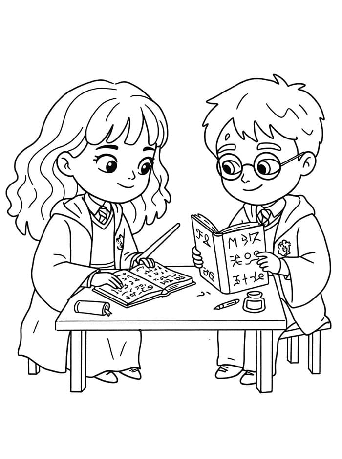 Hermione Granger e Harry da colorare