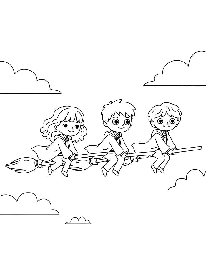 Hermione Granger e gli amici volano da colorare