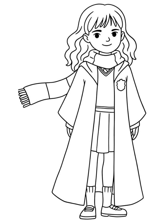 Hermione Granger in piedi da colorare