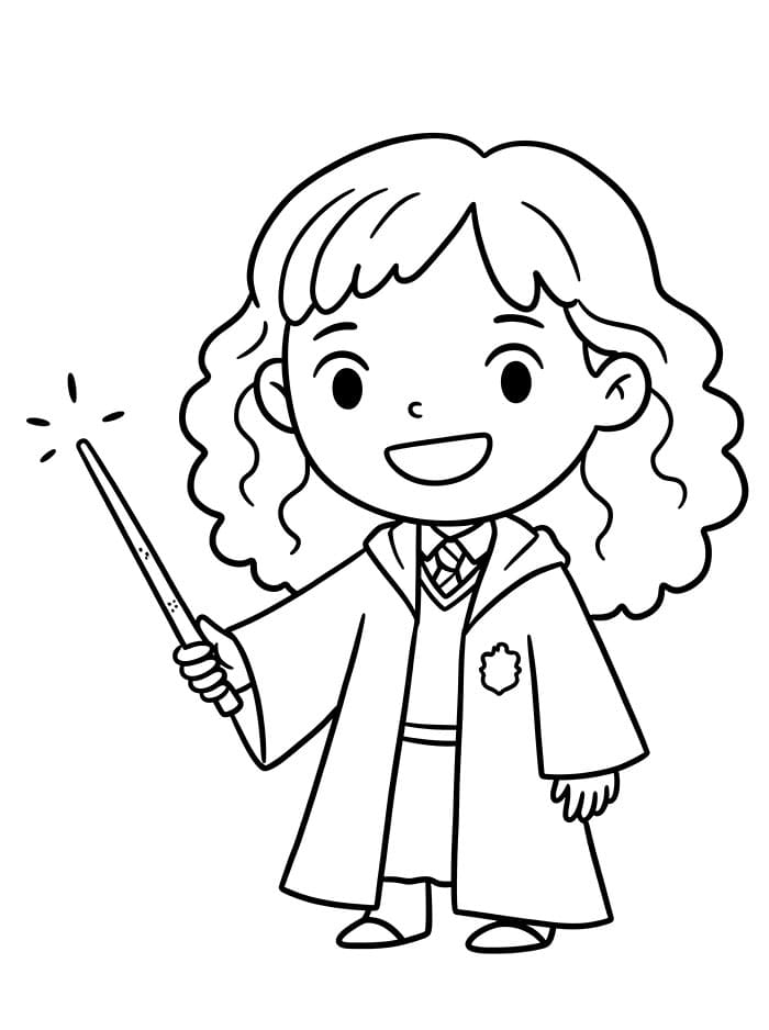 Hermione Granger lancia un incantesimo da colorare
