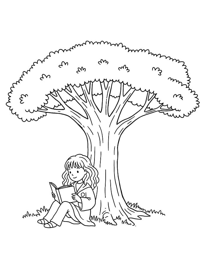 Hermione Granger sotto un albero da colorare