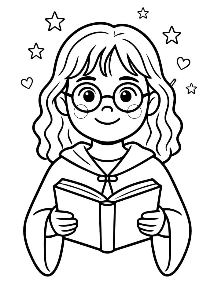 Hermione Granger studiosa da colorare