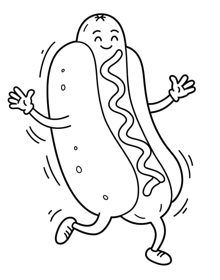 Hot Dog Felice da colorare