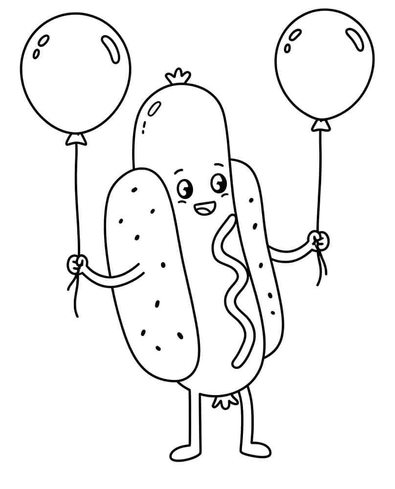Hot Dog con Palloncino da colorare