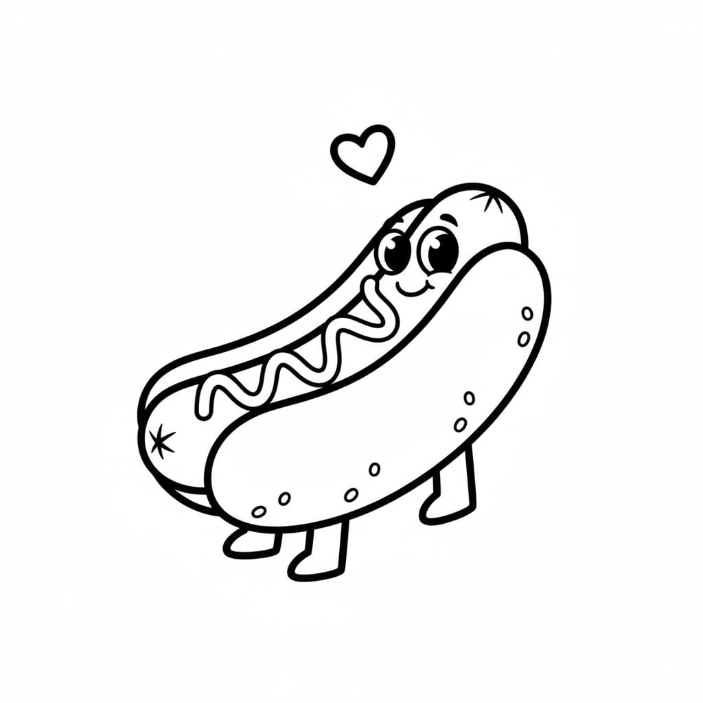 Hot Dog con cuore da colorare