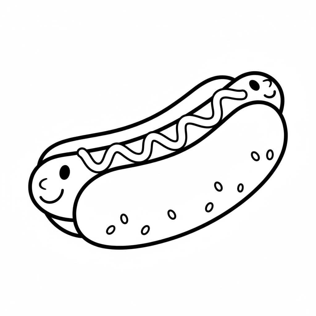 Hot Dog con faccina sorridente da colorare