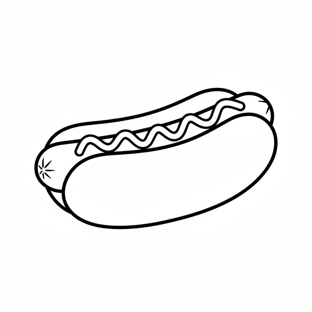 Hot Dog dal lato da colorare
