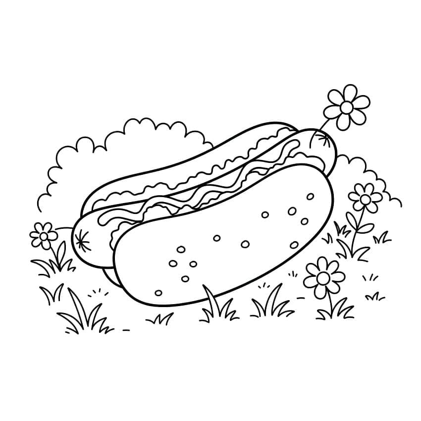 Hot Dog e Fiore da colorare