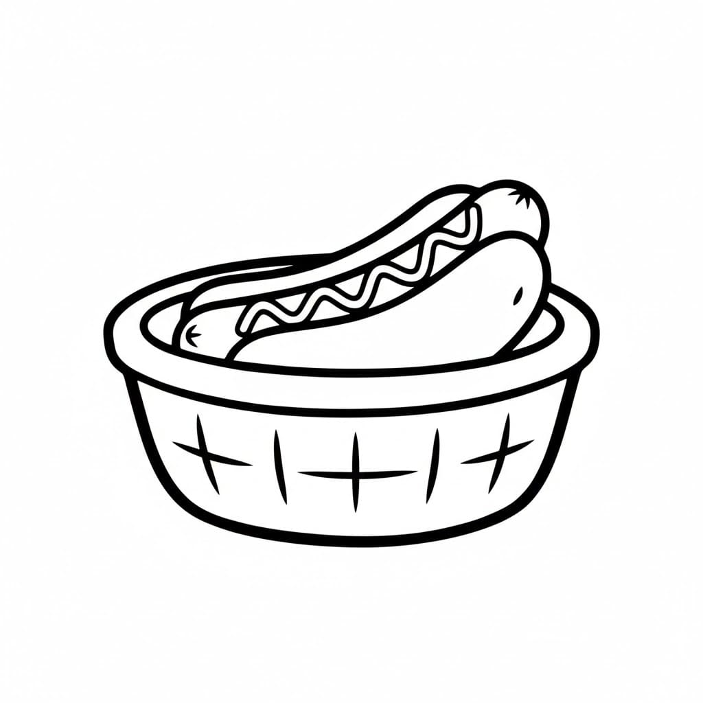 Hot Dog nel cestino da colorare
